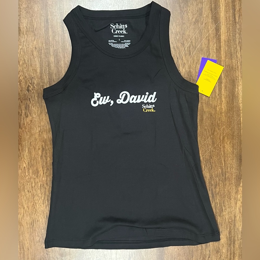 Schitts Creek Black 'Ew, David' Tank Top NWT